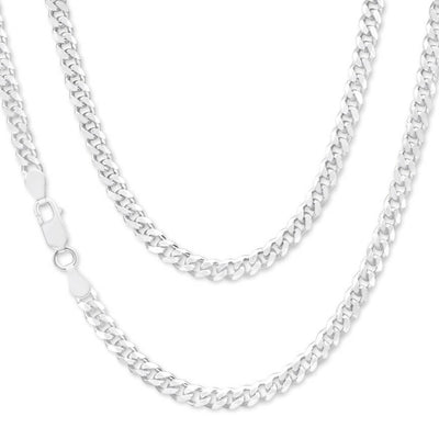 Sterling Silver Bevelled Curb Diamond Cut Chain BCD120
