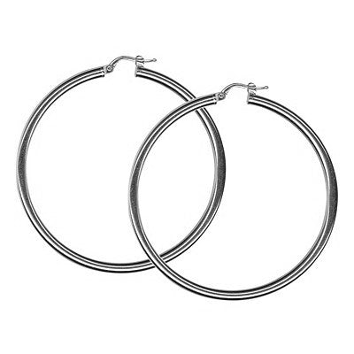 Thick statement silver hoops 50mm