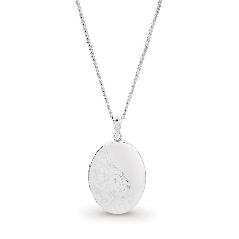 Sterling Silver Oval Locket with Sterling Silver Curb Chain L268 + CD50/45