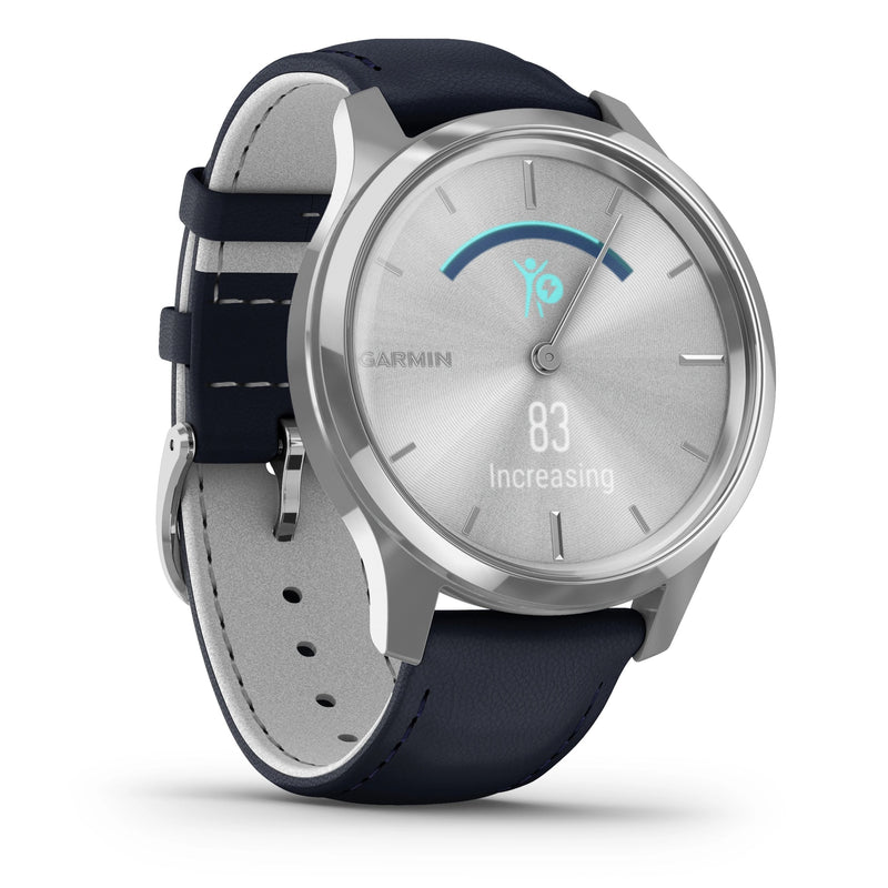 Garmin vívomove® Luxe Silver and Navy Italian Leather 010-02241-00